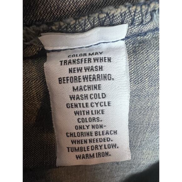 Style and Co. Women's Denim Blue Button Up Shirt Size 16 Roll Tab Sleeve - Picture 5 of 8